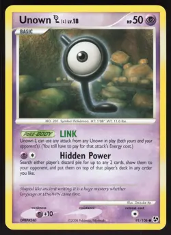 Unown [L] 91/106 Non-holo Common Pokemon TCG Great Encounters LP - Image 1