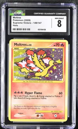 CGC 8 Moltres 2009 Supreme Victors 149/147 Holo SWIRL Pokemon Card - Image 1