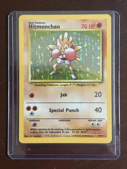 Pokemon TCG Hitmonchan Base Set 7/102 Holo 1999-2000 Wizards Base Set Holo Rare - Image 1