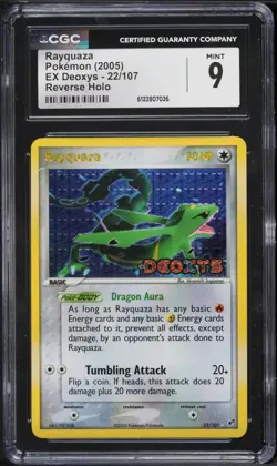 💥Rayquaza Reverse Holo Stamped #22/107 2005 Pokemon EX Deoxys CGC 9 MINT - Image 1