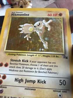Hitmonlee 7/62 Holo Rare Fossil Pokemon Moderately Played - Image 3