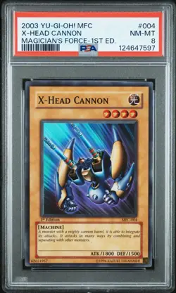 2003 Yu-Gi-Oh! X-Head Cannon Magician's Force MFC 1st Edition Super Rare PSA 8 - Image 1