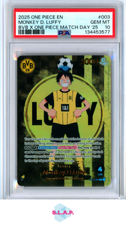 MONKEY D. LUFFY BVB X ONE PIECE MATCH DAY '25 ONE PIECE PROMOS 2025 003 PSA 10 - Image 1