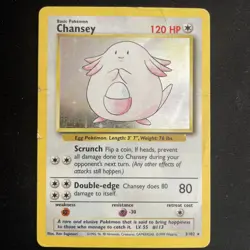 Pokemon TCG Chansey Base Set Holo Unlimited Rare Card 3/102 WOTC Vintage - Image 1