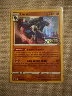 Pokemon Card Lucario SWSH186 Black Star Promo STAMPED Brilliant Stars Near Mint - Image 1