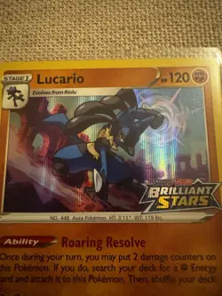 Pokemon Card Lucario SWSH186 Black Star Promo STAMPED Brilliant Stars Near Mint - Image 2
