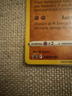 Pokemon Card Lucario SWSH186 Black Star Promo STAMPED Brilliant Stars Near Mint - Image 3