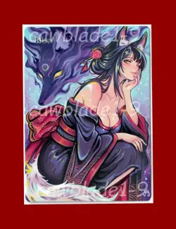 Hand Painted Altered MTG Card, Island , Anime Girl, by Cawblade - Image 1