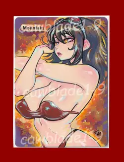 Hand Painted Altered MTG Card, Mountain , Anime Girl, by Cawblade - Image 1