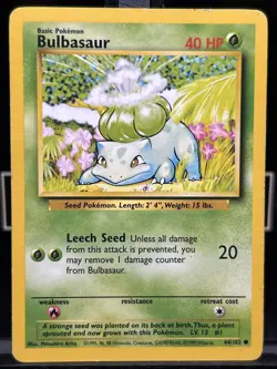 Pokemon TCG Bulbasaur 44/102 Common Unlimited Base Set LP - Image 3