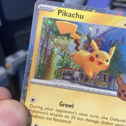 Pokemon TCG Pikachu 018/091 Trick Or Trade Booster 2024 Halloween Holo swirl - Image 3