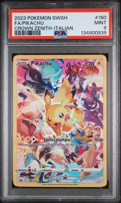 Pokemon PSA 9 Pikachu #160 Full Art Zenit Regale 2023 Italiano - Image 2