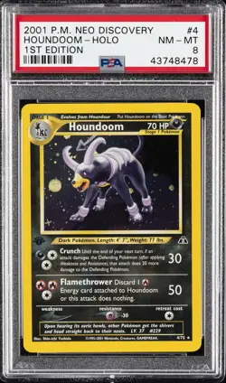 2001 POKEMON NEO DISCOVERY 1ST ED #4 HOUNDOOM-HOLO PSA 8 - Image 1
