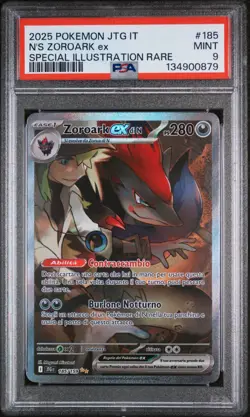 Pokemon PSA 9 N'S Zoroark Ex #185 JTG IT Special Illustration Rare 2025 Italiano - Image 2