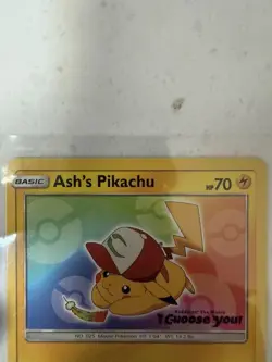 Pokemon TCG Ash's Pikachu SM108 SM Promo Holo Basic Mouse 70 HP Black Star - Image 2