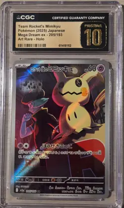 CGC PRISTINE 10 Pokemon Team Rocket’s Mimikyu Mega Dream Art Rare 205/193 - Image 1