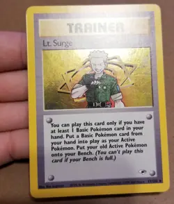 Pokemon TCG LT. SURGE TRAINER 17/142 ☆ HOLO RARE W/SWIRL GYM HEROES UNLIMITED LP - Image 2