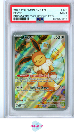 EEVEE PRISMATIC EVOLUTIONS ETB POKEMON SVP EN-SV BLACK STAR PROMO 2025 173 PSA 9 - Image 1