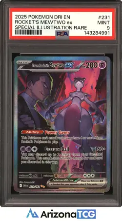 Pokemon 2025 Team Rocket's Mewtwo ex 231/182 SIR Destined Rivals PSA 9 - Image 1