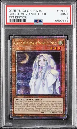 2025 YU-GI-OH! RA04-QUARTER CENTURY STAMPEDE GHOST MOURNER & MOONLIT CHILL PSA 9 - Image 1