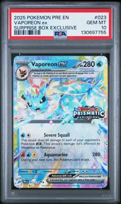 Pokemon TCG Prismatic Evolutions Vaporeon EX Card 023/131 Stamped - PSA 10 - Image 2