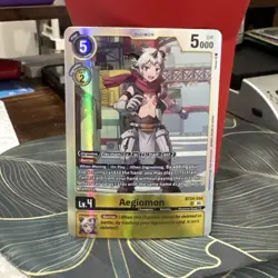 Aegiomon BT24-034 SR Super Rare Digimon Time Stranger Holographic Foil Card - Image 1