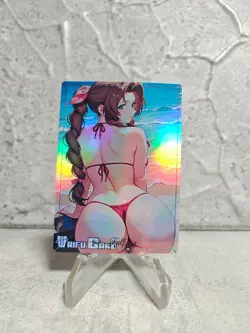 Aerith FFY Trading Card Waifu Goddess Story Anime Girl holo Karte Manga Full - Image 1