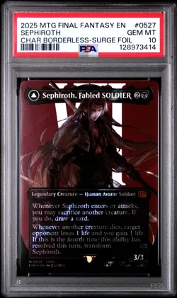 Sephiroth, Fabled Soldier 0527 Borderless Surge Foil MTG Final Fantasy PSA 10 - Image 1
