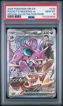 2025 POKEMON DRI EN-DESTINED RIVALS #233 TEAM ROCKET'S NIDOKING EX PSA 10 - Image 1