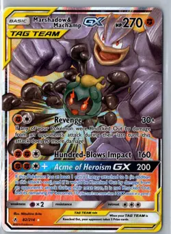 MARSHADOW & MACHAMP GX 82/214 HOLO RARE GX UNBROKEN BONDS POKEMON NM - Image 1