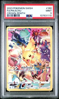 Pikachu 160/159 Crown Zenith Full Art PSA 9 Secret Rare 2023 Holo Pokemon Card - Image 1