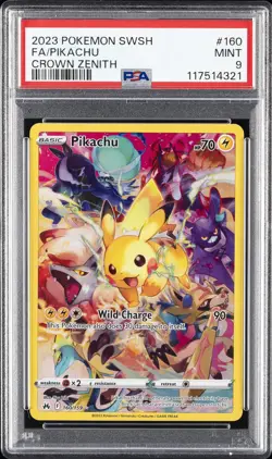 2023 POKEMON SWORD & SHIELD CROWN ZENITH #160 FULL ART/PIKACHU PSA 9 - Image 1