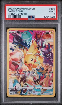 2023 POKEMON SWORD & SHIELD CROWN ZENITH #160 FULL ART/PIKACHU PSA 9 - Image 1