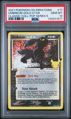2021 POKEMON CELEBRATIONS CLASSIC COLL #17 UMBREON-GOLD STAR PSA 10 - Image 1