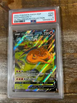 POKEMON 2022 Ultra Prem Coll SWSH Promo Full Art CHARIZARD V #260 PSA 9 Mint - Image 1