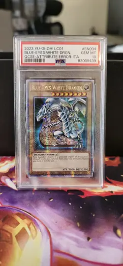PSA 10 Blue Eyes White Dragon 25th Quarter Century Rare Yugioh LC01-EN004 ERROR - Image 1