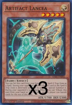 3X Yugioh Artifact Lancea RA01-EN006 Super Rare 1st Edition NM - Image 1