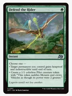 Defend the Rider #157 Aetherdrift Magic Card With Protective Sleeve NM - Image 1