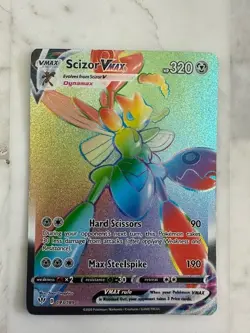 2020 Pokemon TCG Scizor VMAX Darkness Ablaze Rainbow Rare Card 193/189 - Image 1