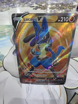 Pokemon TCG Lucario V SWSH213 Holo Promo Card Lightly Played LP - Image 1