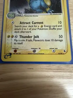 2003 Pokemon TCG Manectric Holo Card 9/109 Ruby Sapphire NM - Image 3