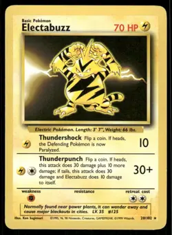 Pokemon Cards Electabuzz 20/102 Base Set WOTC Rare NM *2 - Image 1