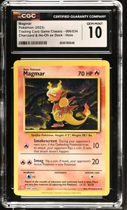 2023 Pokemon Magmar 006/034 Trading Card Game Classic Holo CGC Gem Mint 10 - Image 1