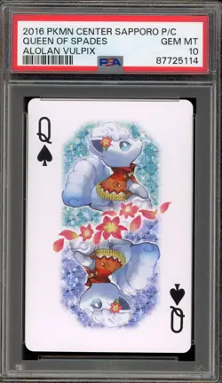 Pokemon Alolan Vulpix Queen of Spades Pokemon Center Sapporo Playing Card PSA 10 - Image 1