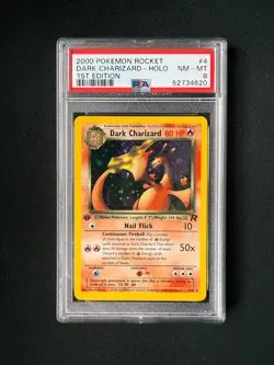 4/82 Dark Charizard 1st Edition Team Rocket Base Holo Pokemon Card PSA 8 WOTC - Image 1