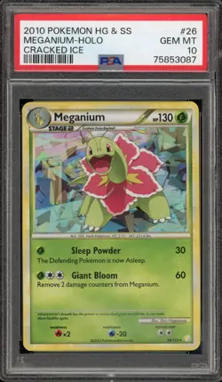 Pokemon Meganium HeartGold & SoulSilver Cracked Ice Holo Rare #26 PSA 10 - Image 1