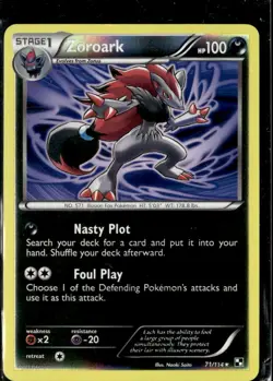 Pokemon Black and White Zoroark 71/114 Rare Reverse Holo - Image 1