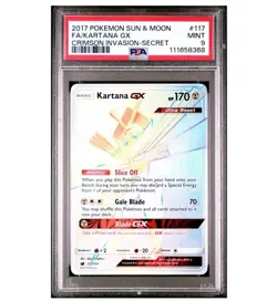 PSA 9 MINT Kartana GX Full Art Secret 2017 Pokemon Crimson Invasion 117/111 - Image 1