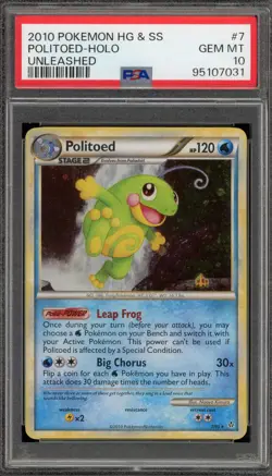Pokemon Politoed Unleashed Holo Rare #7 PSA 10 Gem Mint - Image 1