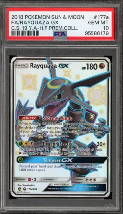 Pokemon Rayquaza GX Hidden Fates Premium Coll. Full Alt Art Promo #177a PSA 10 - Image 1